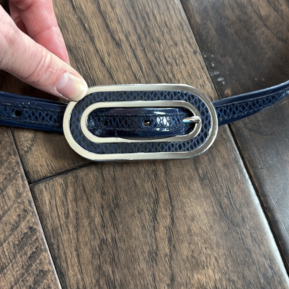 Navy‎ Faux Leather Skinny Trouser Belt